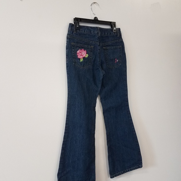 Lands End Bootcut Embroidered Rose Jeans Girls 10 - Picture 5 of 8